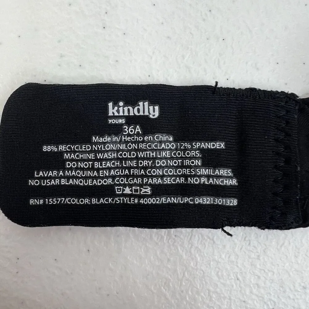 Kindly Yours Sz 36A T-Shirt Bra Sustainable Tailored Black Full Coverage Women’s